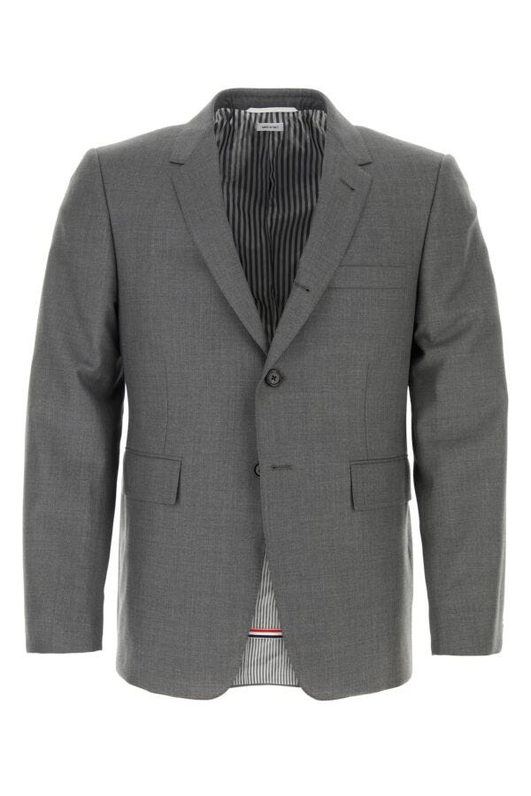 Thom Browne Men Grey Twill Blazer