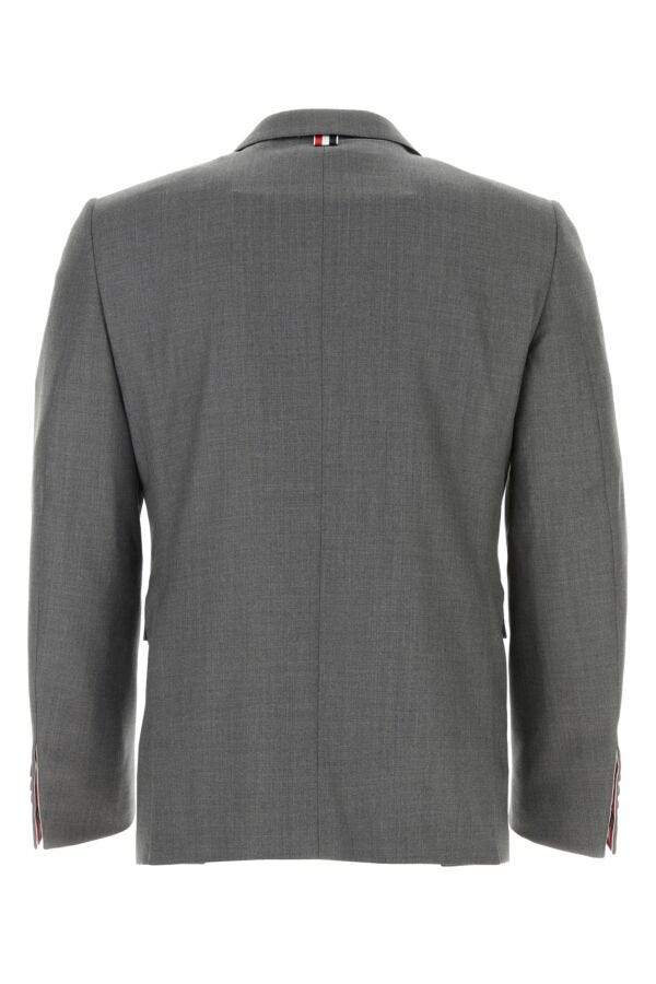 Thom Browne Men Grey Twill Blazer