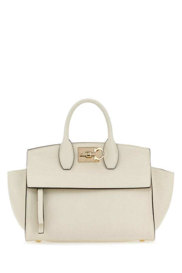 Salvatore Ferragamo Woman Ivory Leather Studio Soft Handbag