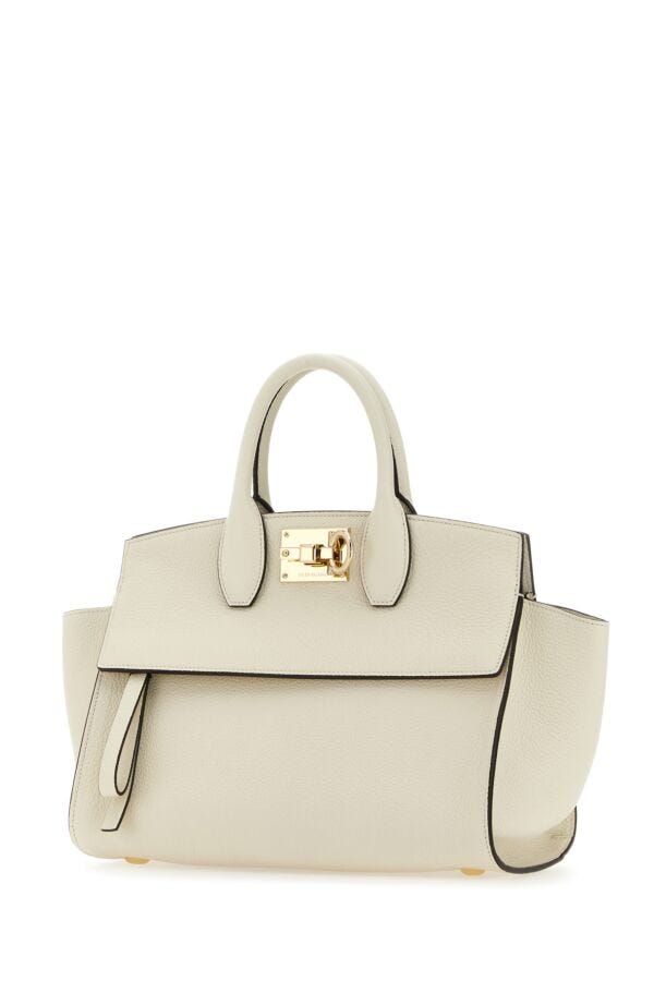 Salvatore Ferragamo Woman Ivory Leather Studio Soft Handbag