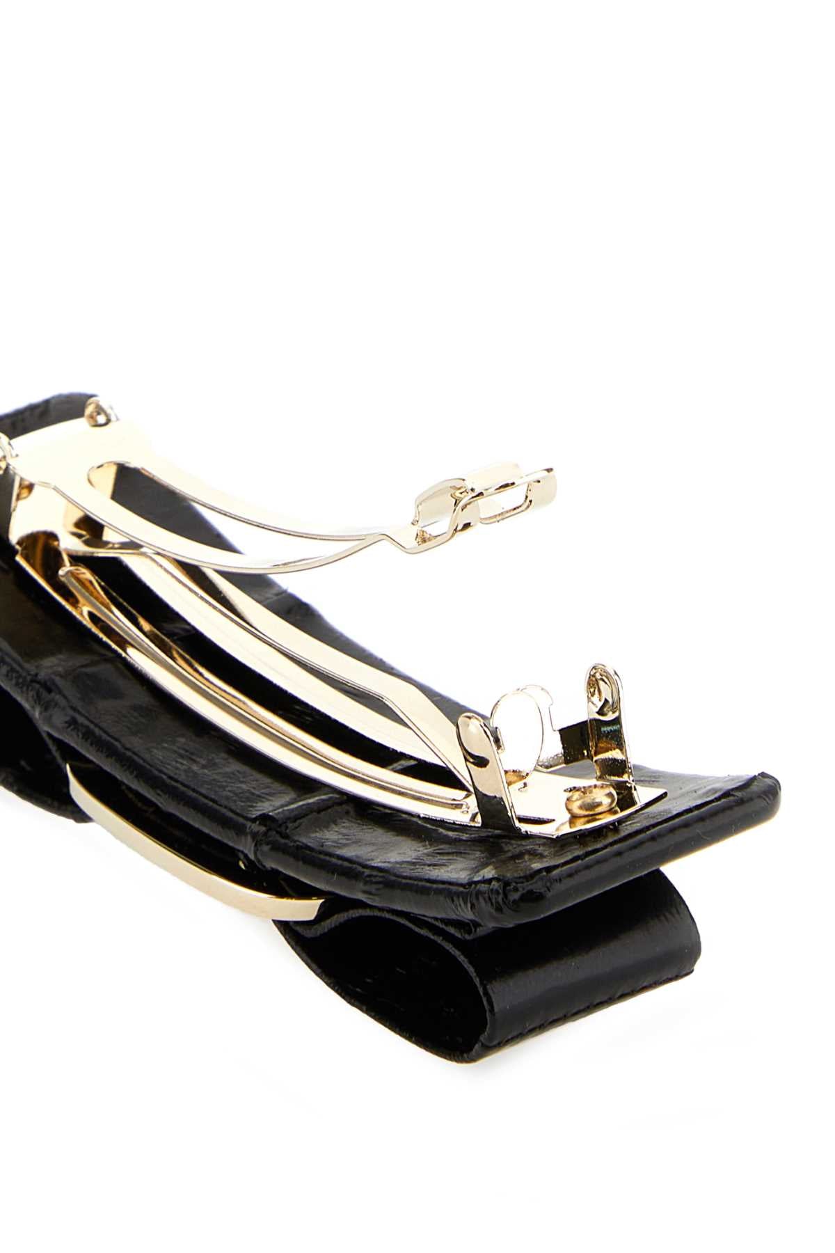 Salvatore Ferragamo Women Black Leather Hair Clip