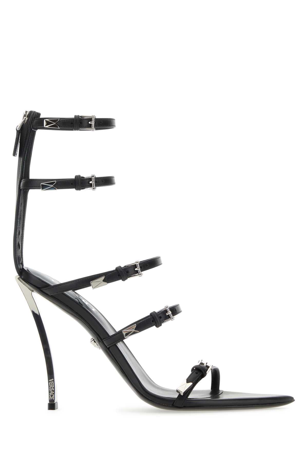 Versace Women Black Leather Sandals