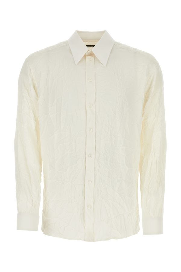 Dolce & Gabbana Man Ivory Stretch Silk Shirt