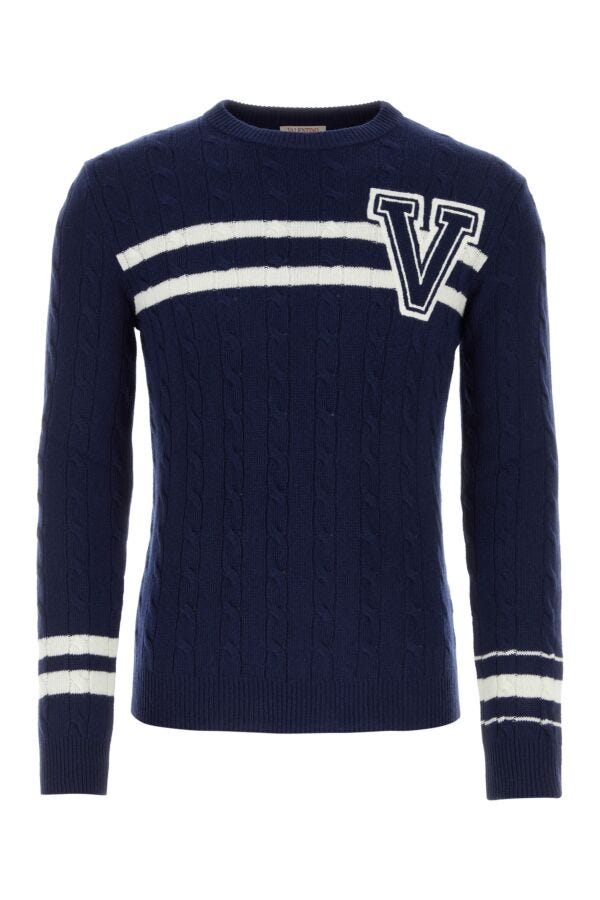 Valentino Garavani Man Navy Blue Wool Sweater