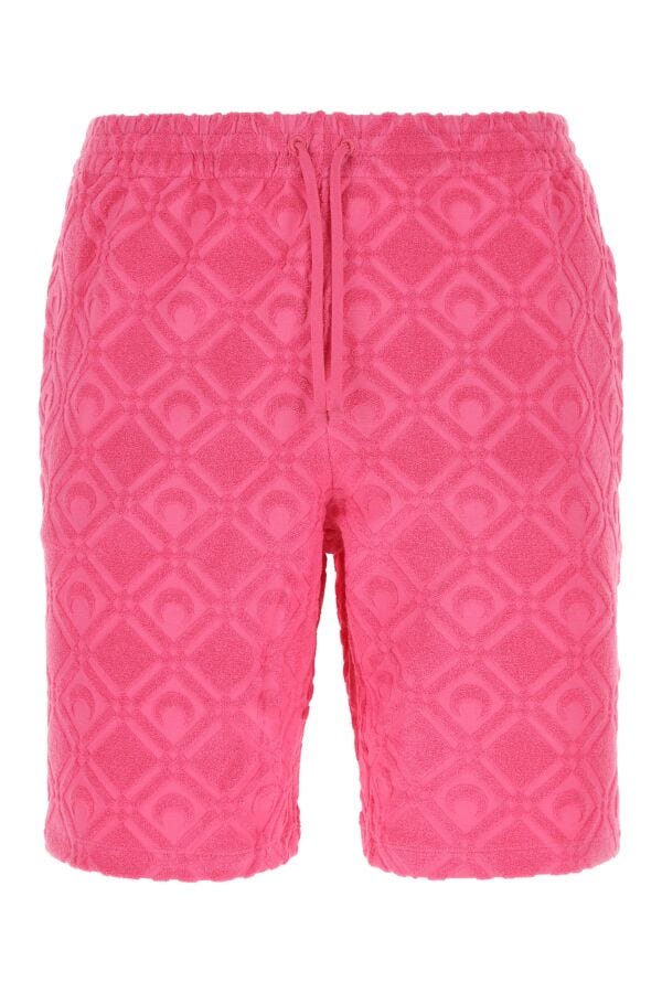 Marine Serre Men Fuchsia Terry Fabric Bermuda Shorts