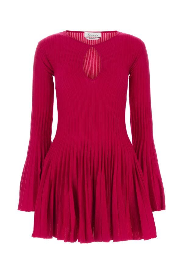 Blumarine Women Fuchsia Wool Mini Dress