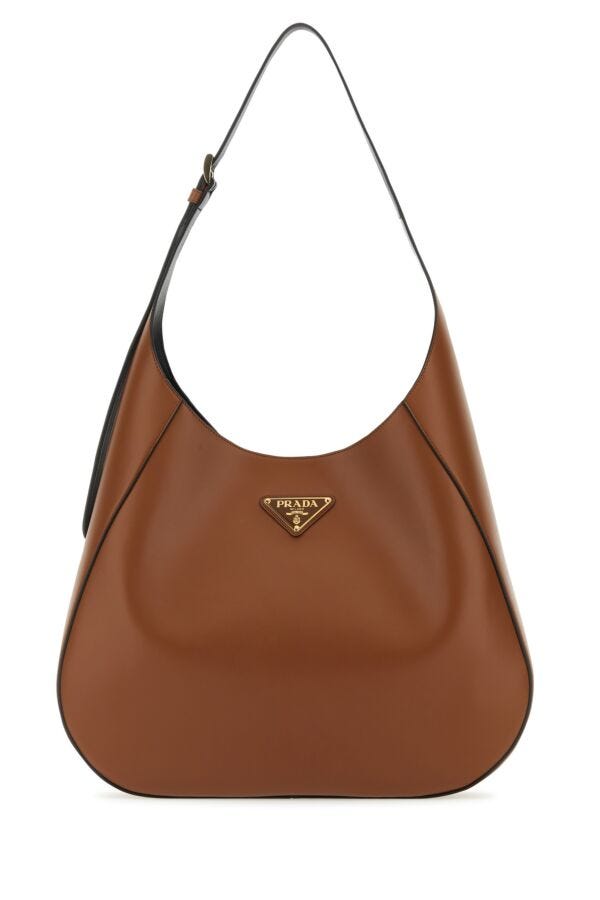 Prada Women Brown Leather Large Shoulder Bag