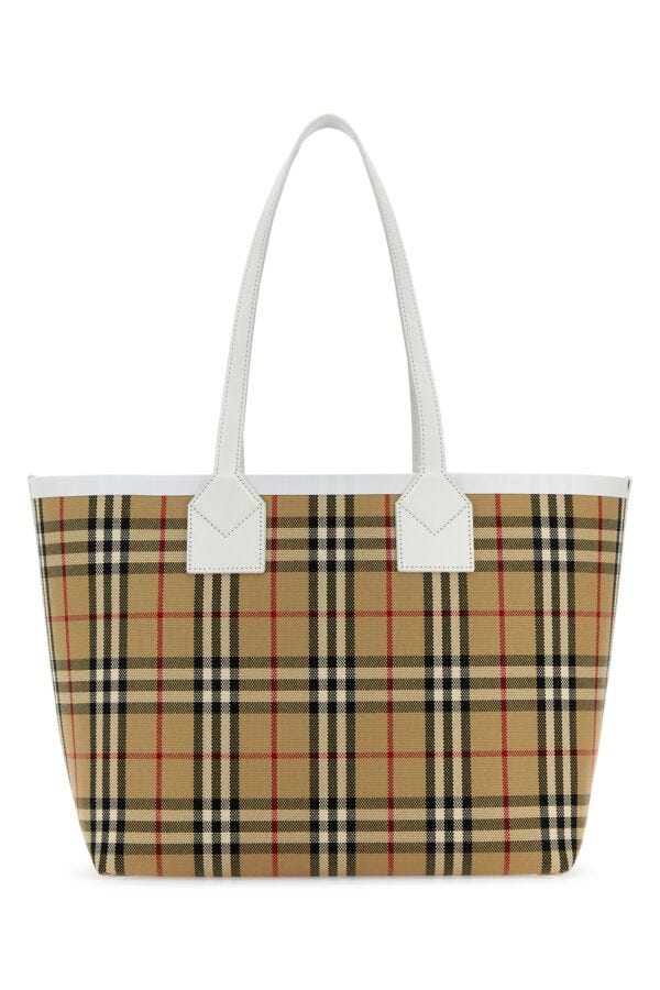 Burberry Women Embroidered Canvas London Shopping Bag