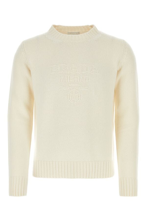 Prada Men Ivory Wool Blend Sweater