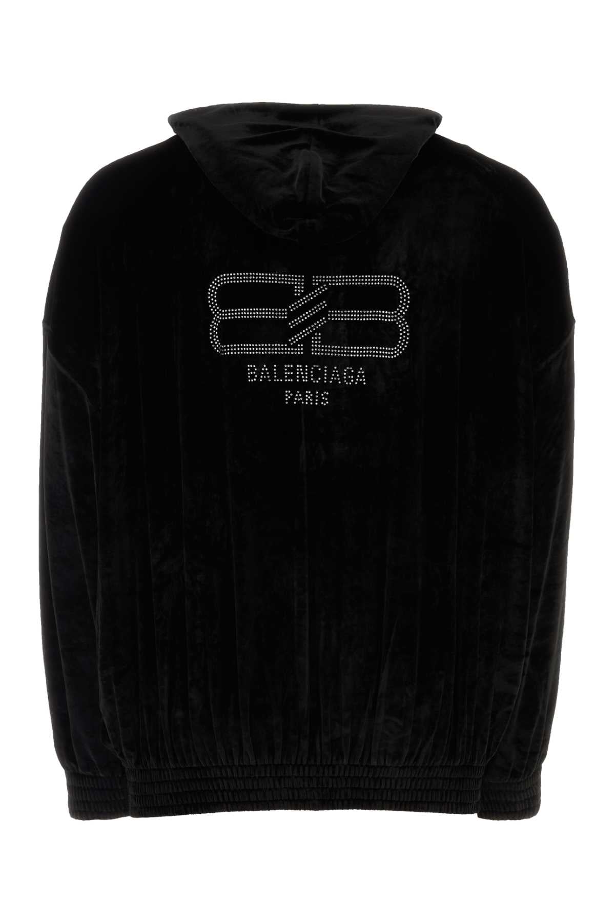 Balenciaga Men Black Velvet Oversize Sweatshirt