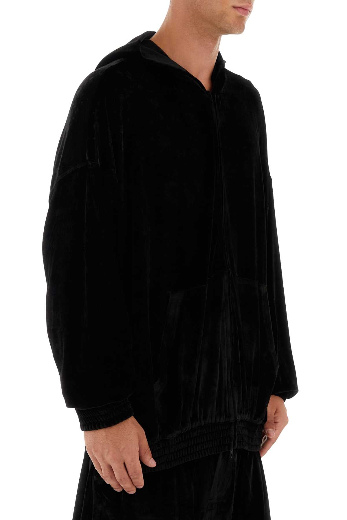 Balenciaga Men Black Velvet Oversize Sweatshirt