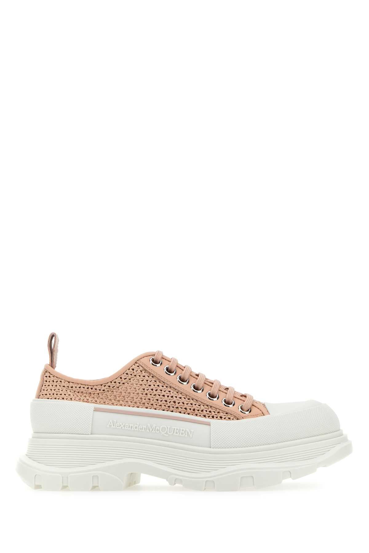 Alexander Mcqueen Women Pastel Pink Raffia Tread Slick Sneakers