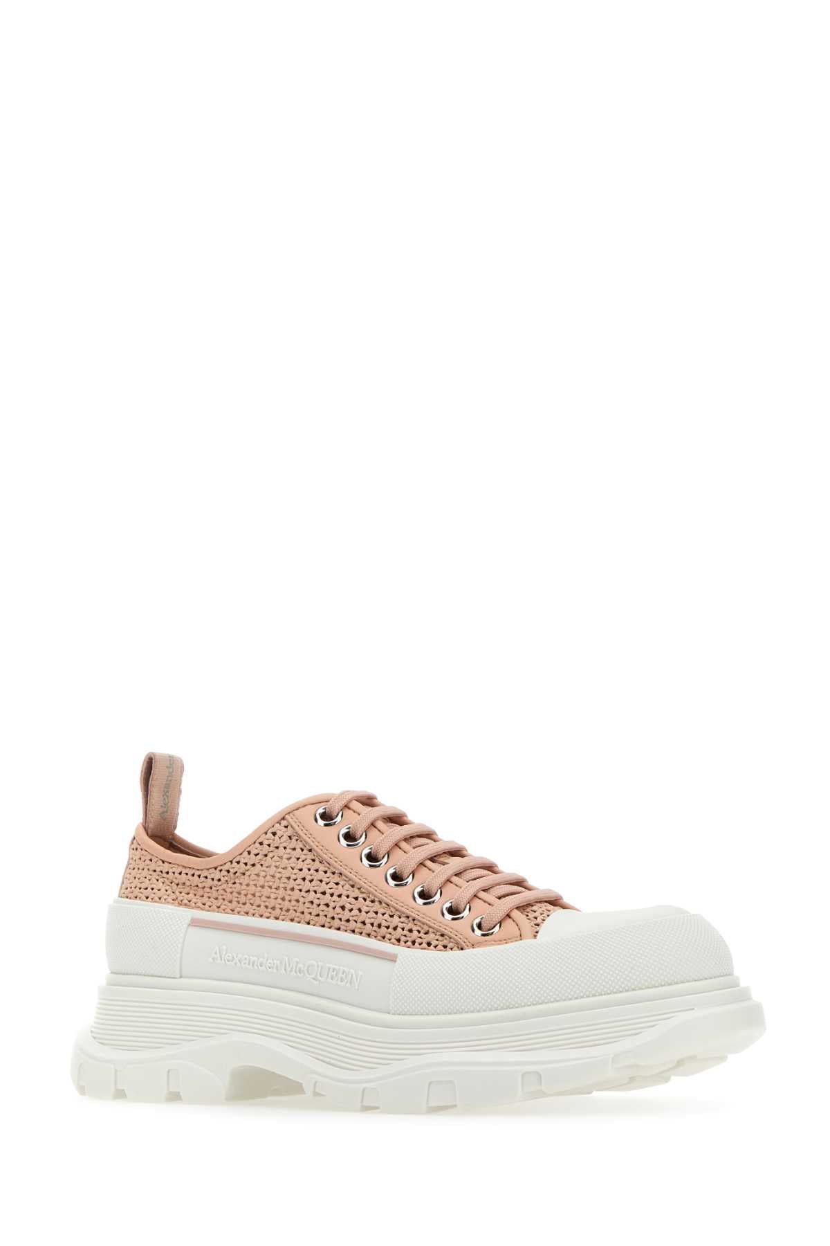 Alexander Mcqueen Women Pastel Pink Raffia Tread Slick Sneakers