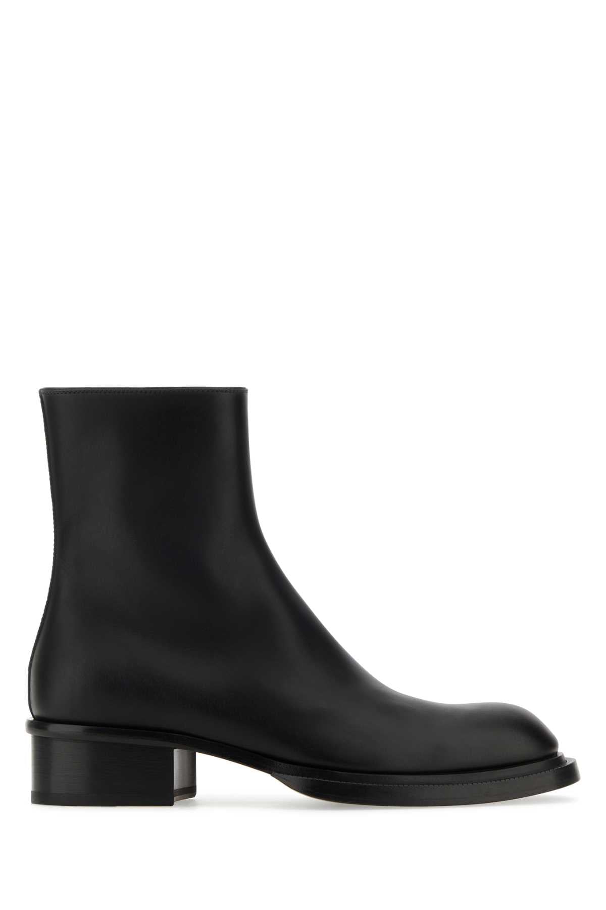 Alexander Mcqueen Men Black Leather Stack Ankle Boots