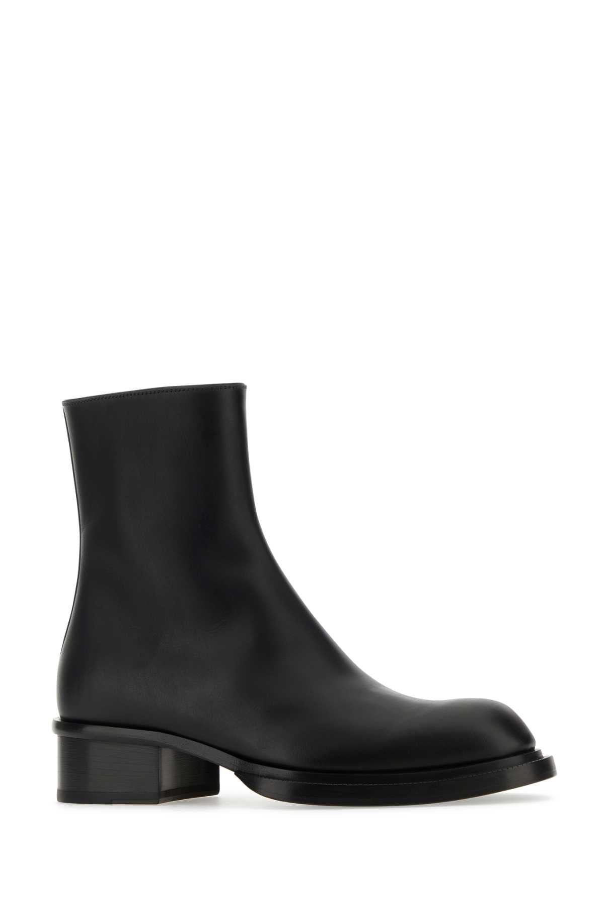 Alexander Mcqueen Men Black Leather Stack Ankle Boots