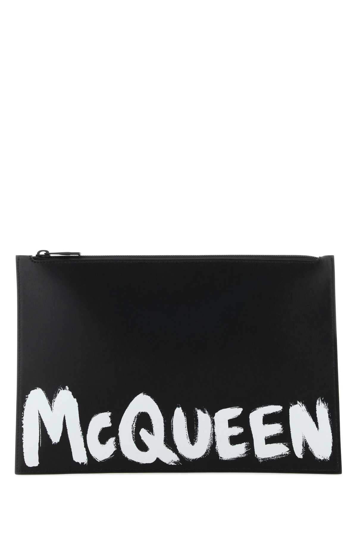 Alexander Mcqueen Men Black Leather Clutch