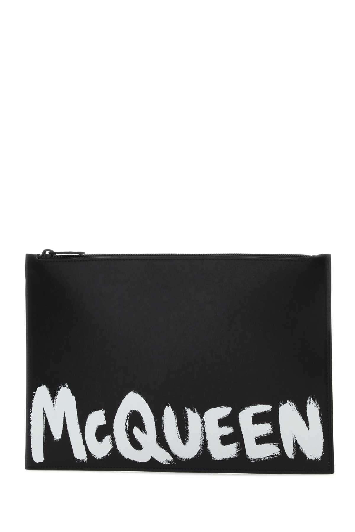 Alexander Mcqueen Men Black Leather Clutch