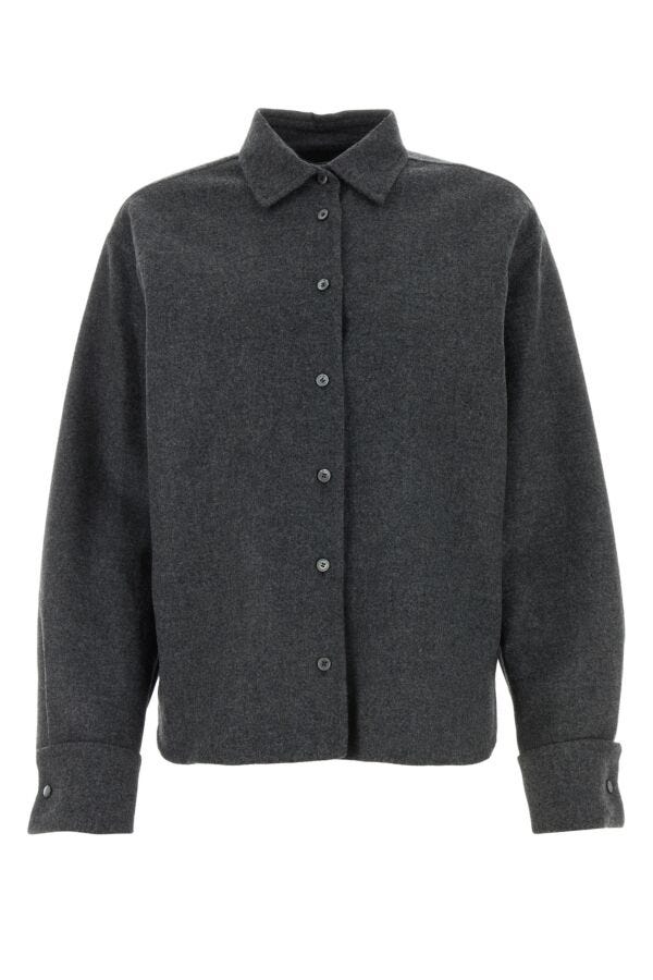 Max Mara Women Dark Grey Wool Blend Abadan Shirt