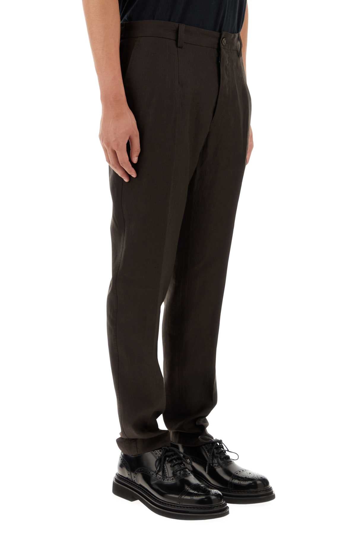 Dolce & Gabbana Men Dark Brown Stretch Cotton Pant