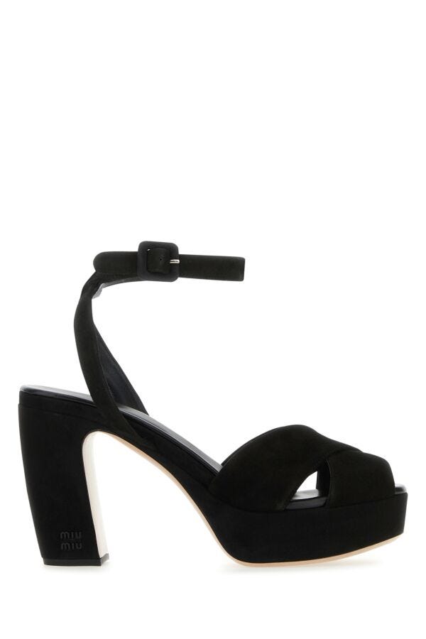 Miu Miu Women Black Suede Sandals