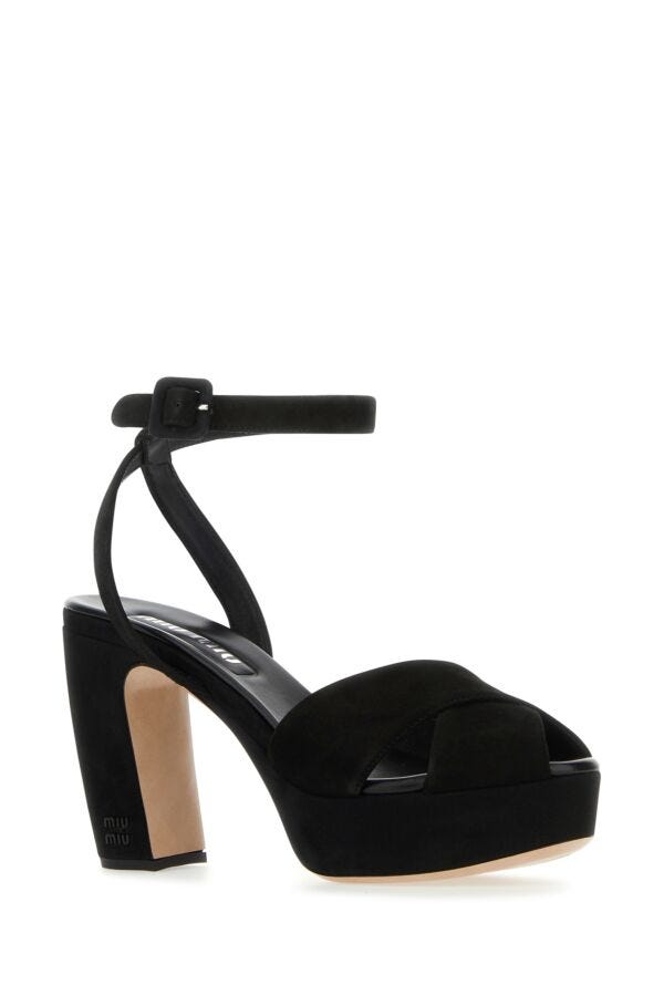 Miu Miu Women Black Suede Sandals