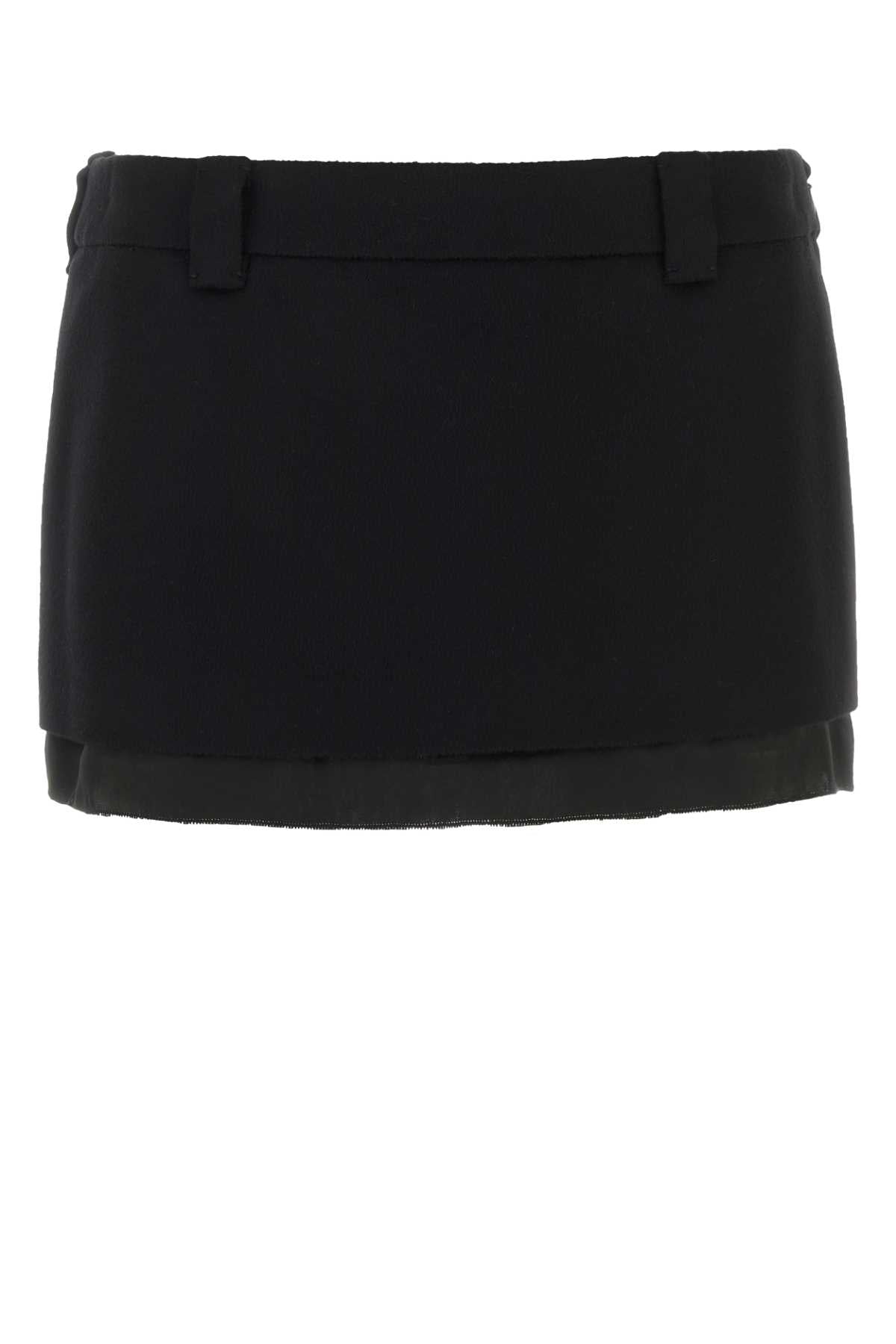 Miu Miu Women Black Wool Blend Mini Skirt