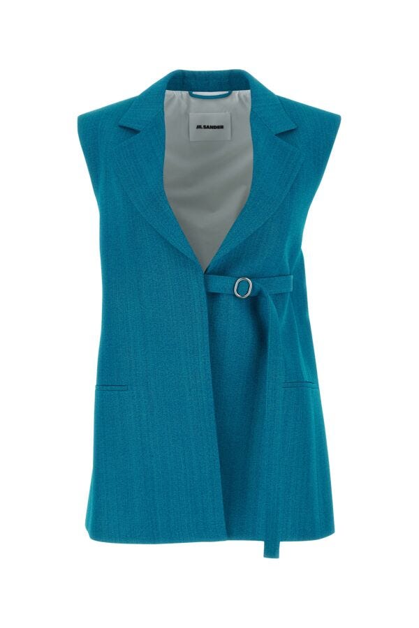 Jil Sander Women Petrol Blue Viscose Blend Vest