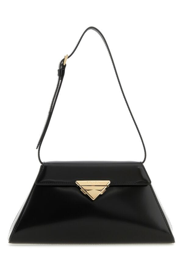 Prada Women Black Leather Shoulder Bag