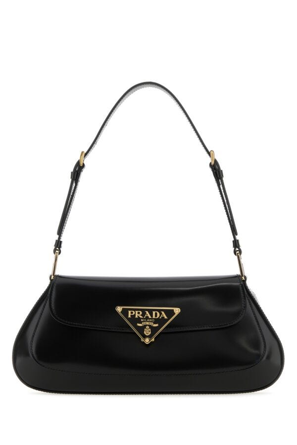 Prada Women Black Leather Shoulder Bag