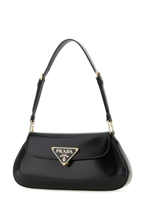 Prada Women Black Leather Shoulder Bag