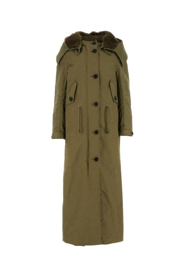 Prada Women Army Green Nylon Parka