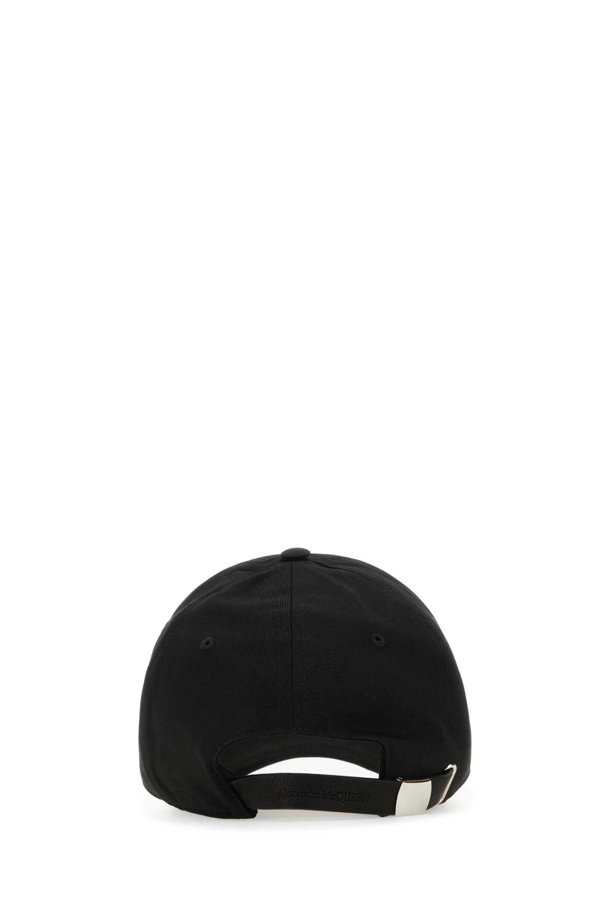 Alexander Mcqueen Men Black Cotton Varsity Skull Baseball Cap