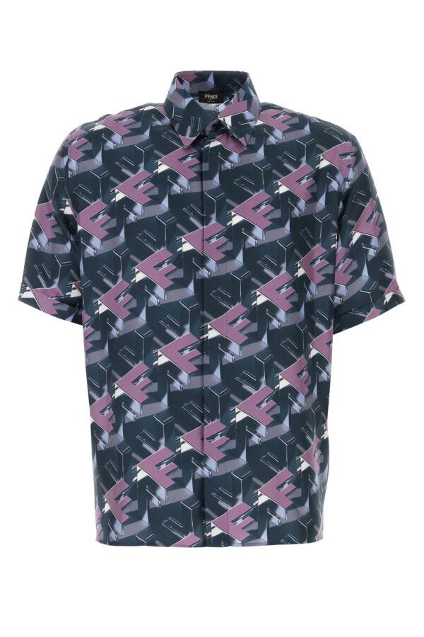 Fendi Men Printed Silk Shirt