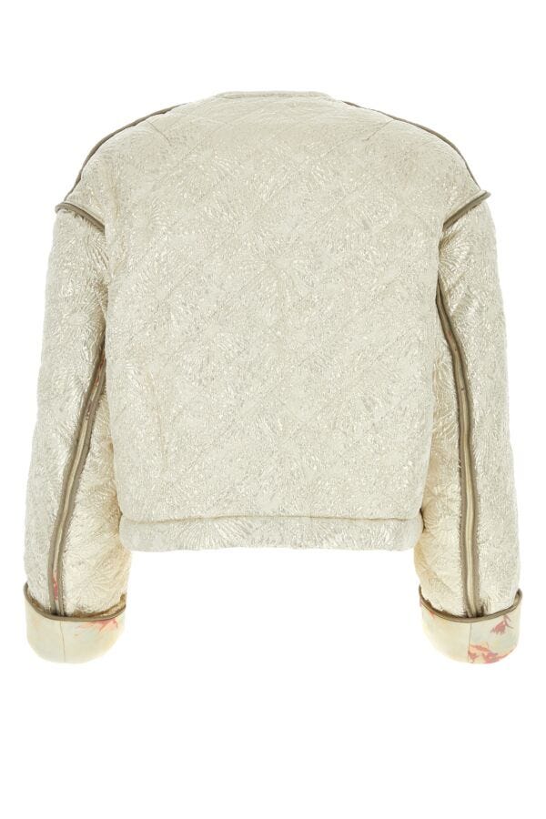 Dries Van Noten Women Platinum Silk Blend Bomber Jacket