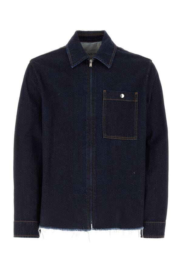 Lanvin Men Dark Blue Denim Shirt