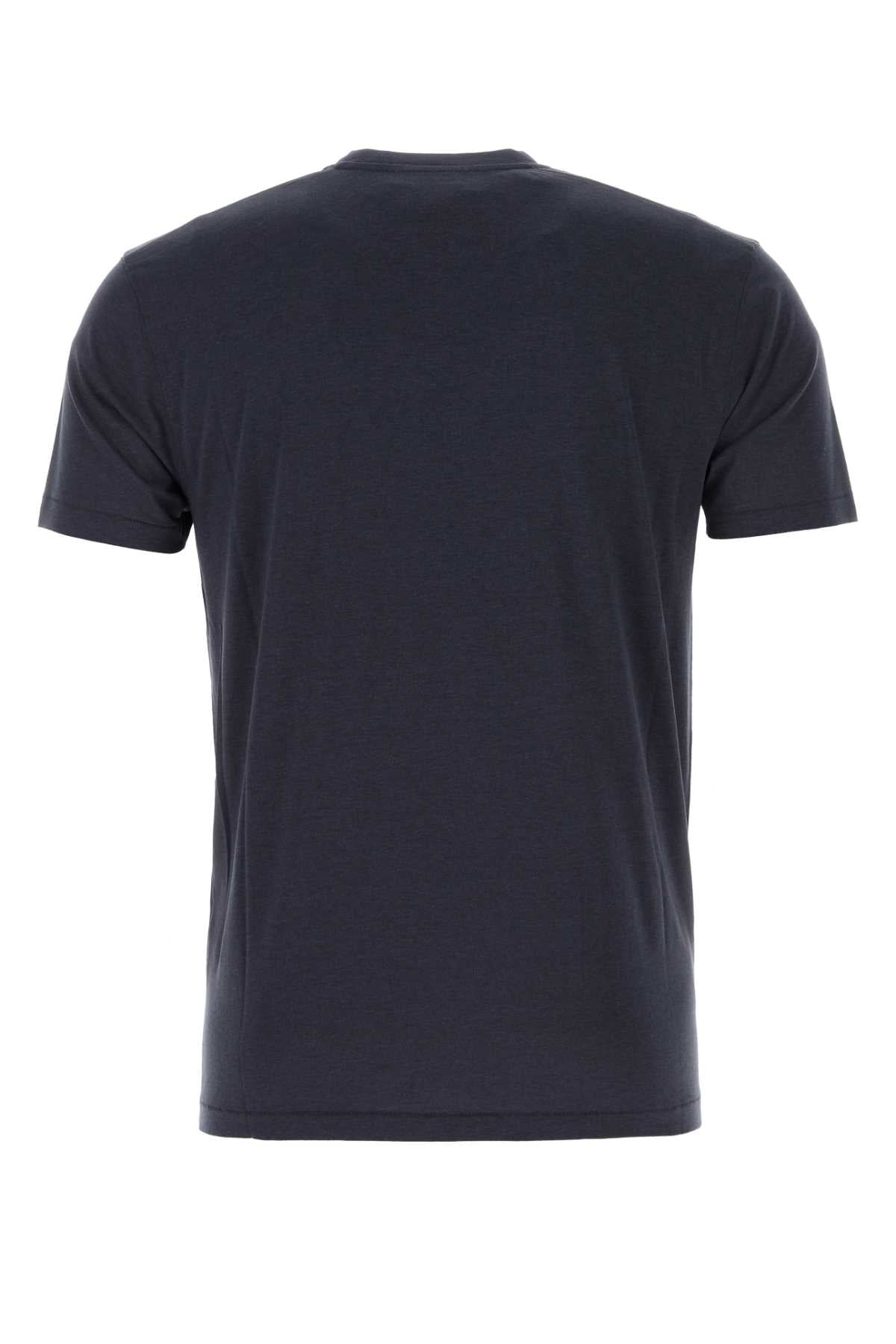 Tom Ford Men Navy Blue Lyocell Blend T-Shirt