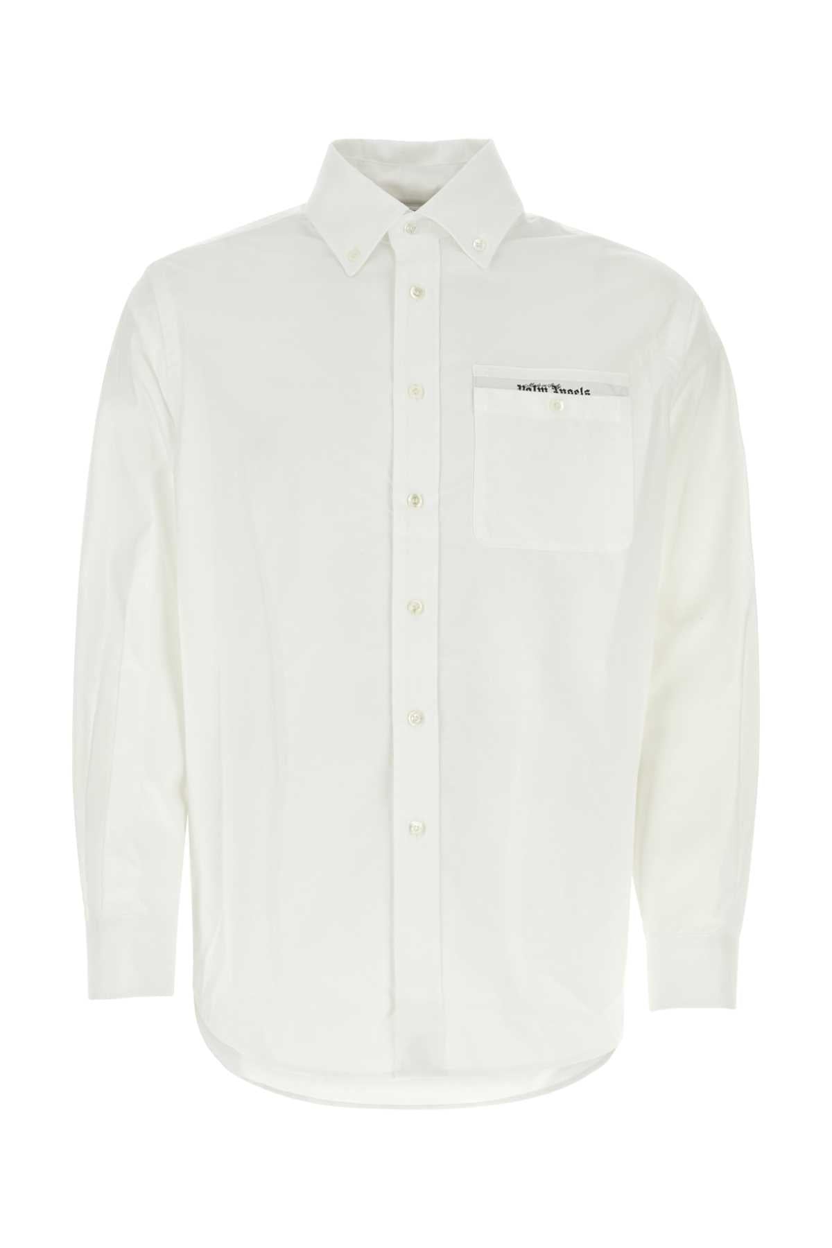 Palm Angels Men White Cotton Shirt