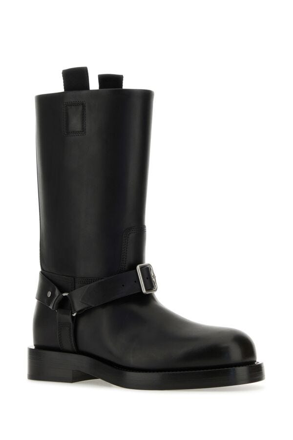 Burberry Men Black Leather Ankle Boots