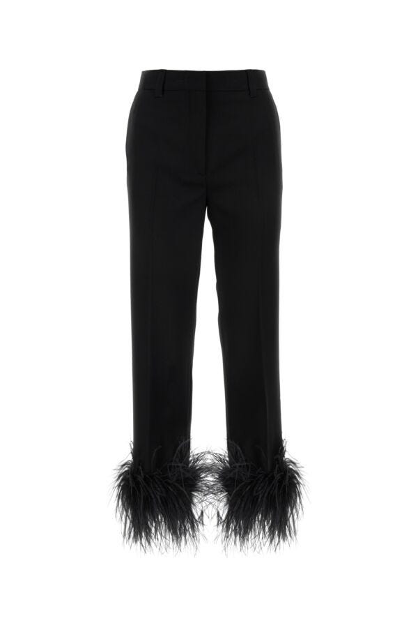 Miu Miu Women Black Stretch Grain De Poudre Pant