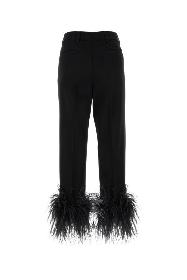 Miu Miu Women Black Stretch Grain De Poudre Pant