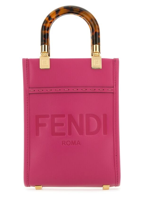 Fendi Women Fuchsia Leather Mini Sunshine Handbag