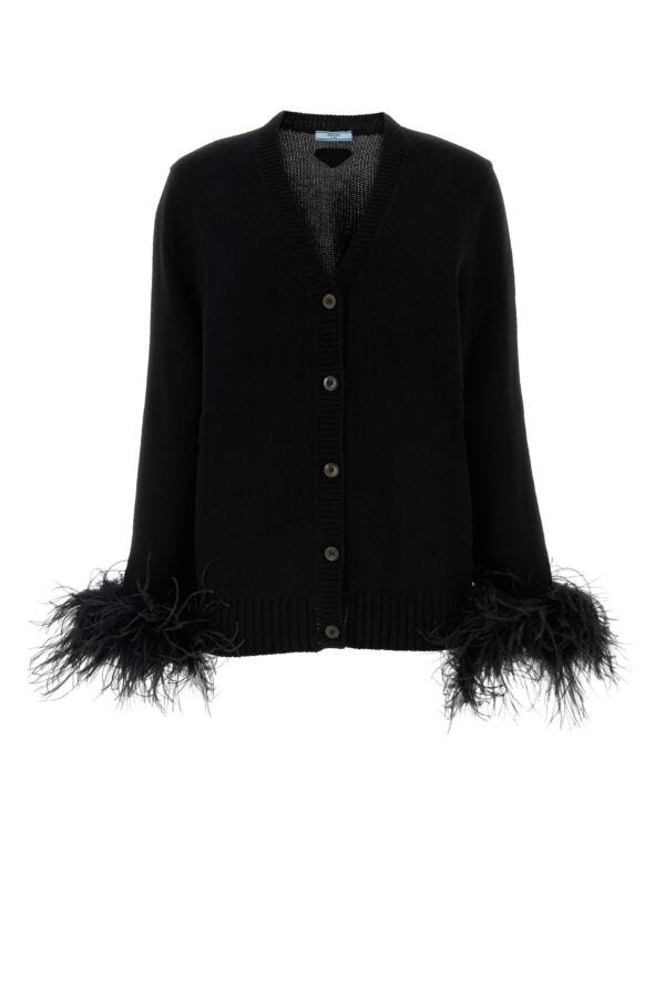 Prada Women Black Cashmere Cardigan