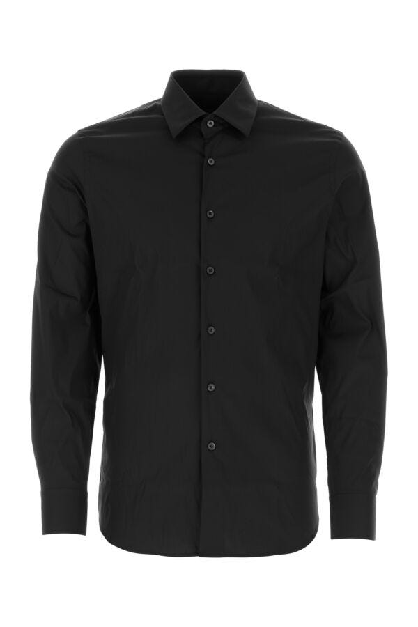 Prada Men Black Stretch Poplin Shirt