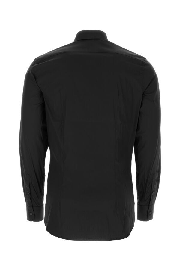 Prada Men Black Stretch Poplin Shirt