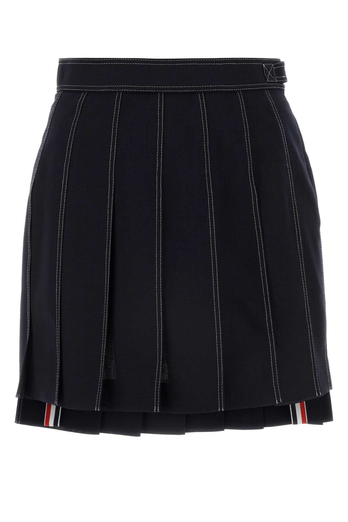 Thom Browne Women Midnight Blue Wool Skirt