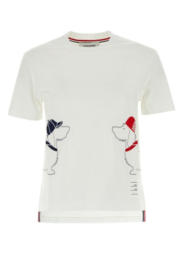 Thom Browne Women White Cotton T-Shirt