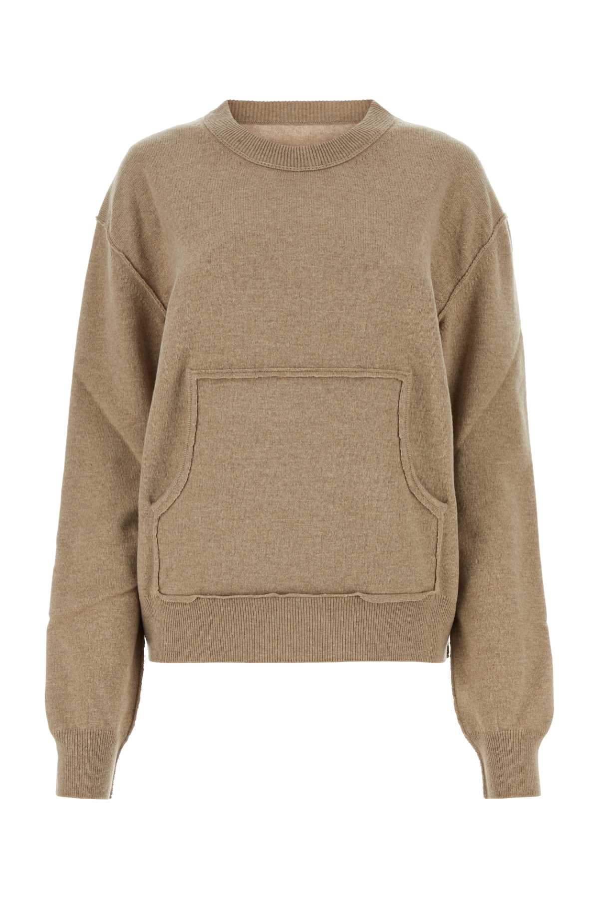 Maison Margiela Women Melange Cappuccino Wool Blend Sweater