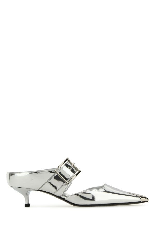 Alexander Mcqueen Women Silver Leather Punk Pumps