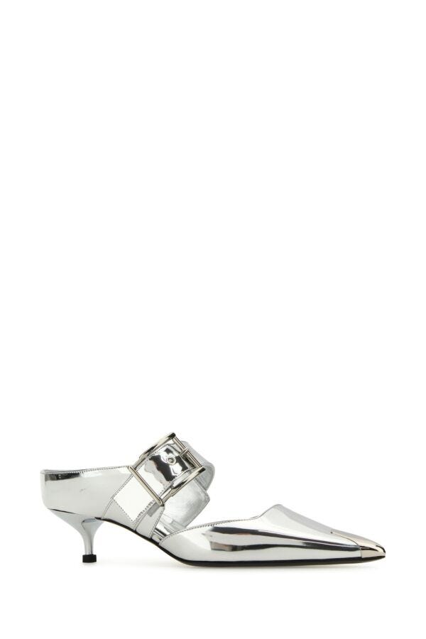 Alexander Mcqueen Women Silver Leather Punk Pumps