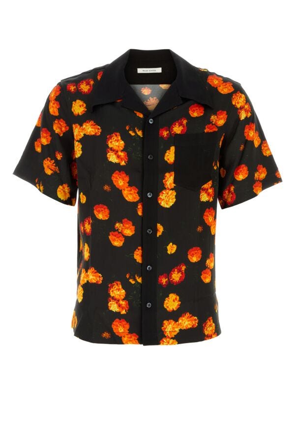 Wales Bonner Men Printed Satin Shirt